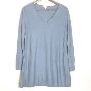 J JILL V-neck Sweater Blue Size S Small Cotton Silk Wool Blend